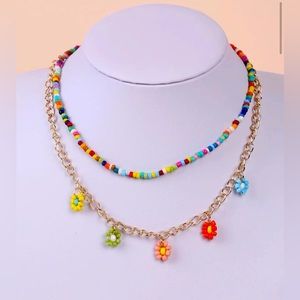 2 Piece Colorful Indie Beaded Necklace